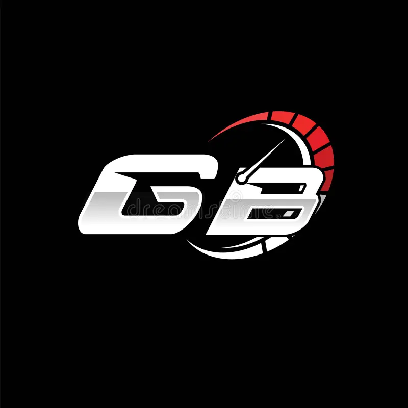 gb logo letter speed meter racing style initial monogram design black background speedometer 238210796